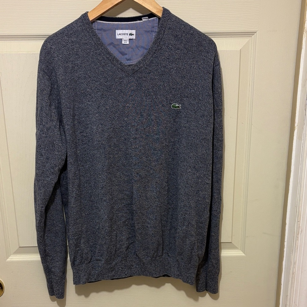 Lacoste Men's Charcoal V-Neck Sweater